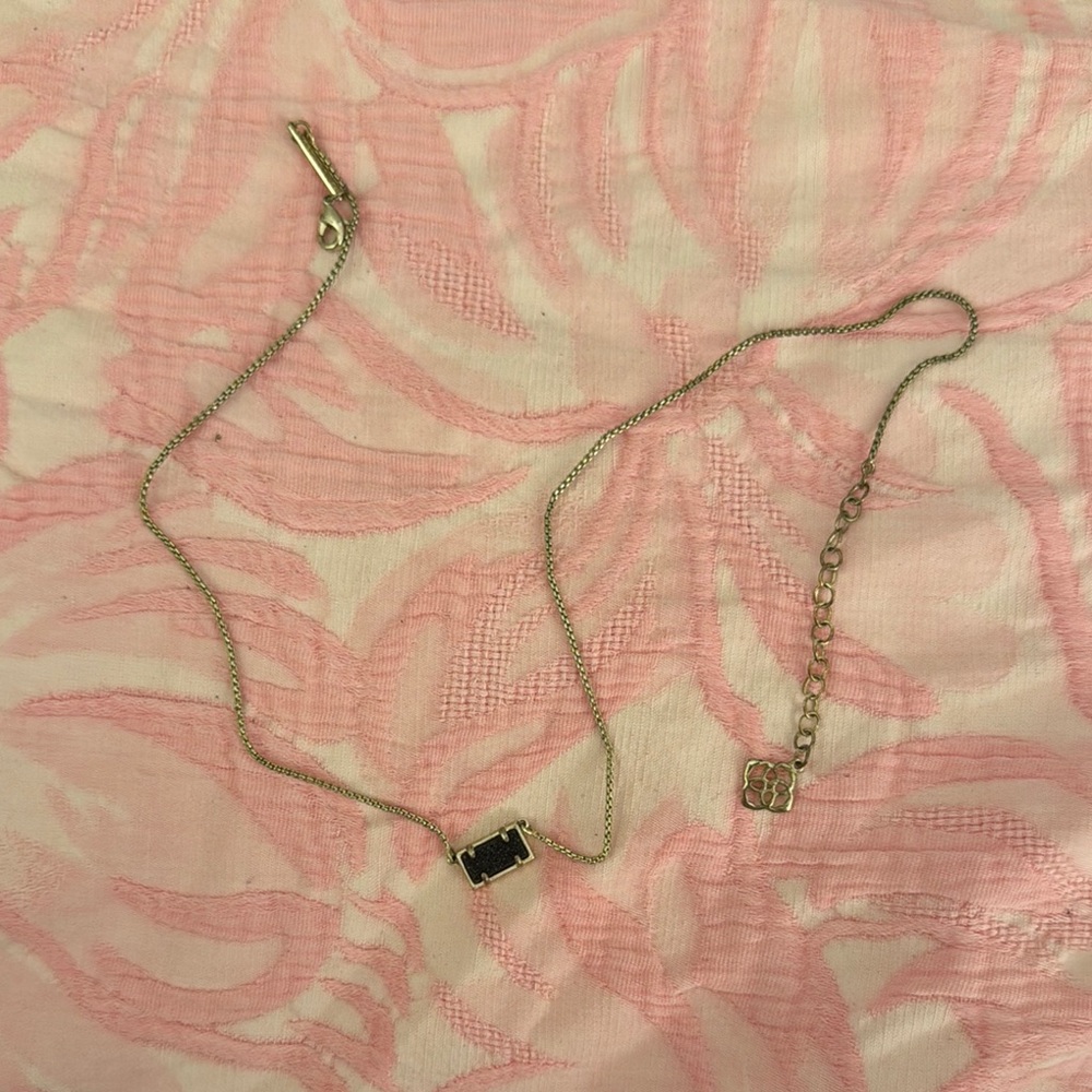 Gold Chain Necklace with Black Pendant